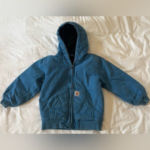 Vintage blue Carhartt canvas quilted jacket. Kids size 7-8